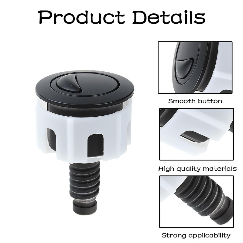 Toilet Flush Button, Black Toilet Push Button Flush Replacement, ABS