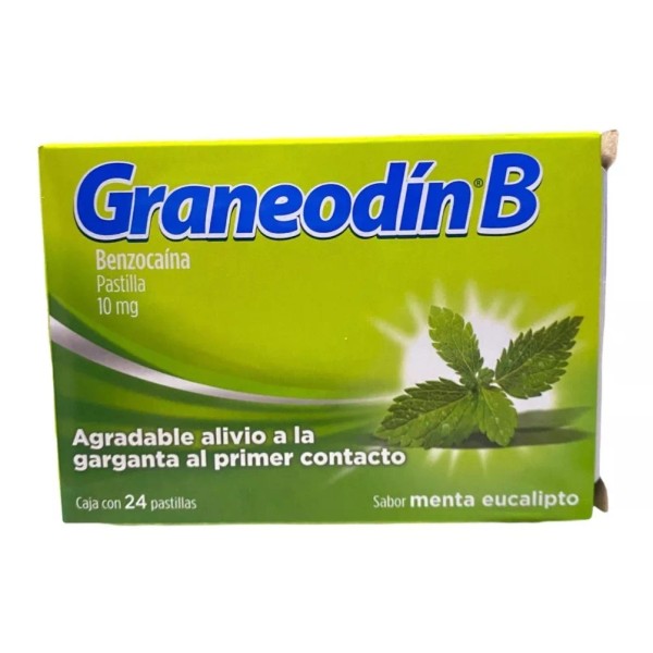 Graneodín B Benzocaína 10mg Menta 24 Pastillas