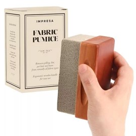 Impresa Extra Large Fabric Pumice w/ Wooden Handle for Sweater Care, Lint Remover Stone