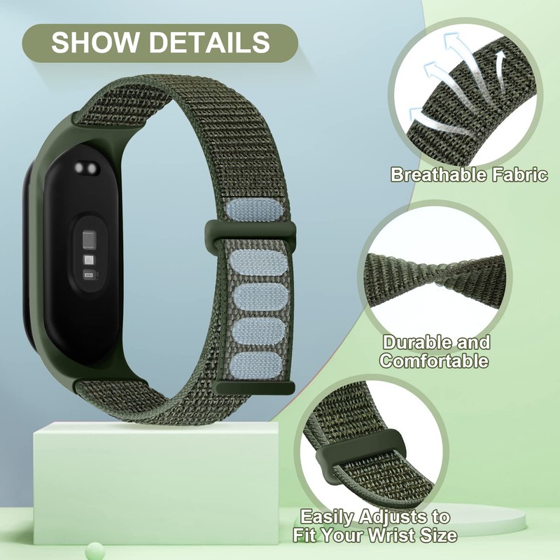 Onetmpre Elastic Nylon Replacement Strap, Compatible Models Miband 7, Miband