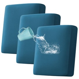 H.VERSAILTEX Sofa Slipcovers for 3 Seat Cushion Couch 100% Waterproof Sofa Covers for Dogs Cushion Covers Featuring Thick Dual Fleece Fabric(3 Pieces Sofa Cushion Covers, Peacock Blue)