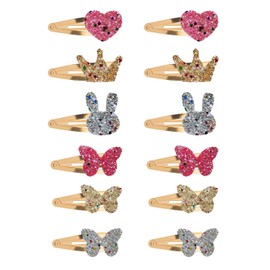 BNREOZA 6 Pairs Cute Star Hair Clips Glitter Fashion Hair Clips Metal Hair Clips for Girls Snap Hair Clips Styling Y2k Women Girls Party Birthday Gifts