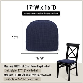 Tromlycs Chair Cushions for Dining Chairs 4 Pack Kitchen Room Pads Seat Cushions Indoor Non Slip U Shaped 17 x 16 Inch Navy Blue