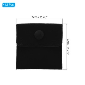 PATIKIL 7x7cm Jewelry Pouches with Snap Button, 12 Pack Velvet Jewelry Pouches Portable Soft Storage for Necklace Bracelet Earring Watch Rings Brooch, Black