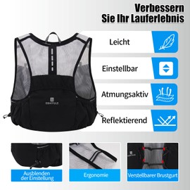 Running Vest for Men and Women, Ultralight Running Backpack with Drinking Bladder and Soft Bottle, Hydration Backpack, Running Bicycle Backpack, Trail Running Backpack, Optimal Fit, Two Size Options