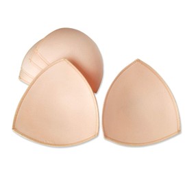 WMugthome 3 Pairs Sewn Bra Pads Push Up of Triangle Inserts for Replacements Bikini Top and Sports Swimsuit Bra Inserts(Beige-D CUP)