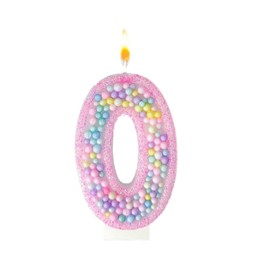 Macaron Birthday Candles- Number 0 Candle, Handmade Colorful Macaron 3D Flash Candles, Pink Birthday Decorations for Girls, Sweet Theme Birthday Party Wedding Anniversary Supplies(0)