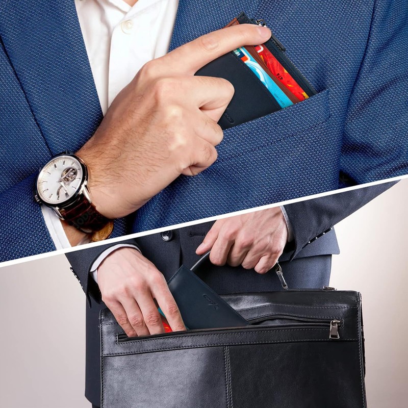 [DOMAT] Minimalist Genuine Leather Slim Wallet Business Style Money Clip