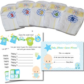 Dirty Nappy Baby Shower Game 10 20 30 Players Girl Boy Neutral Game Prize (10 Players, Blue - Boy)