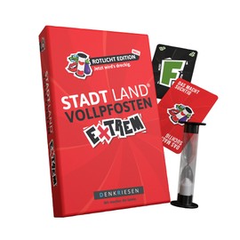DENKRIESEN Stadt Land Vollpfosten® Extreme - Red Light Edition | From 12 Years | 2-6 Players | Family Game
