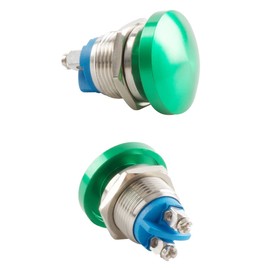 ZEFOXETO 2 Pcs Mushroom Head Push Button Switch, Momentary Waterproof IP65 Metal Start Button- 1NO ON Off Mouting Domed Screw Terminal SPST 1A 250V