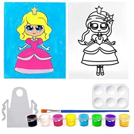 Pre Drawn Stretched Canvas Painting for Kids | Custom theme | Birthday Gift Iris Rainbow Goddess Theme | Paint party favor | DIY (8x10) (11x14, Princess, Paint Kit)