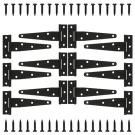 T Strap Hinges Heavy Duty, Shed Door Gate Hinges(Black) (12, 12 Pcs *5 inch)