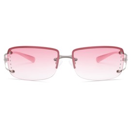 VANLINKER Rimless Frameless rectangular Sunglasses for Women Trendy Y2k Early 2000s Fashion Shades Pink