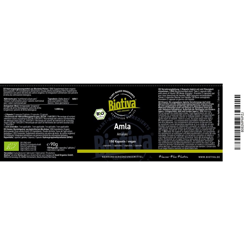Amla Organic 150 Capsules - 500 mg High Dose -