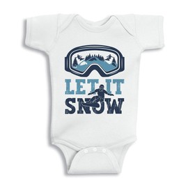 TATY Kids Snowboarding Let it Snow Baby Infant One Piece Bodysuit 12 Months White