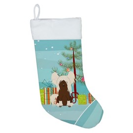 Caroline's Treasures BB4238CS Merry Christmas Tree Chinese Crested Cream Christmas Stocking Fireplace Hanging Stockings Christmas Season Party Decor Family Holiday Decorations