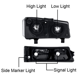 ALLGOOD Headlight Assembly Compatible with Chevy Silverado 1500 2500 3500 HD Models 2003-2006/ Fit Chevy Avalanche 1500 2500 03-06 (Fit No Cladding only)