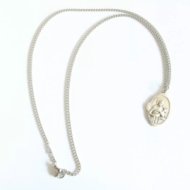 Women Necklace St Gerard Medal 18" Stainless Steel Chain Catholic Pendant