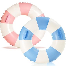 2 PCS 33 inch Inflatable Pool Floats for Swimming Pool Party Lake Beach Adults - Floaties Pool Tubes Swim Rings Tubes Floaties for Beach Pool Party Decorations (Blue and Pink, 100)