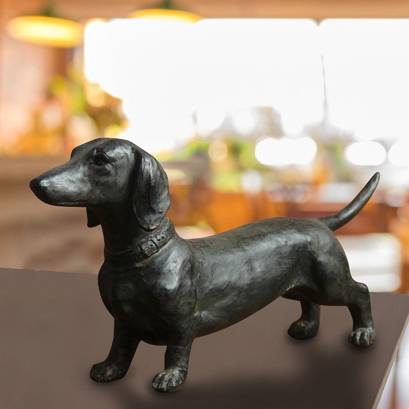 Home Decor Black Standing Long Dog Resin Statue Resin Crafts