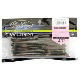 EVERGREEN Worm Twin Tail Ringer 4.7" Green Pumpkin Blue #33 Lure
