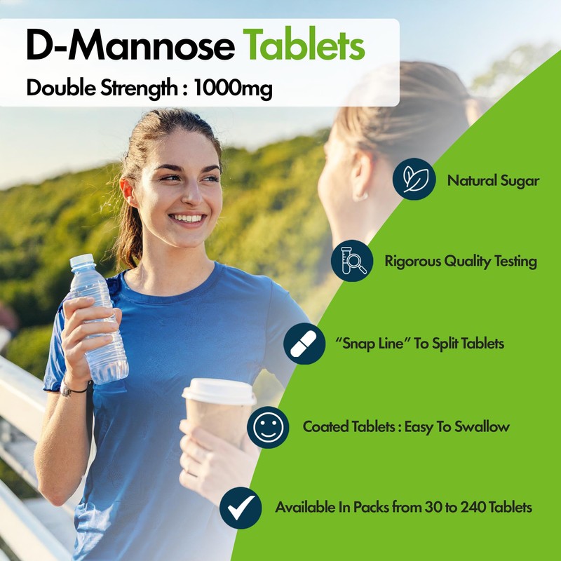 D-Mannose Tablets 1000mg | Easy Swallow Coated Tablets | 240