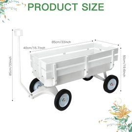 All-Terrain Cargo Wagon - White Flower Girl Wagon Pull Along with Removable Wooden Side Panels, Big Tires and Wide Grip Handle for Weddings, 33' L x 15.7' W x 19.6' H