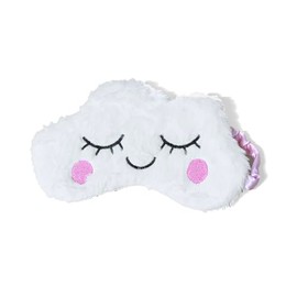 Cute Animal Eye Masks, Soft Plush Fluffy Sleeping Eye Cover, Blindfold, Assorted Designs (White Cloud)