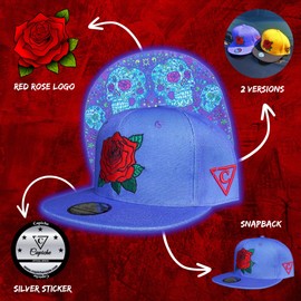 Capiche [99+ Designs] Lila Snapback Hut, Day of The Dead 1 Purple, Snapback Caps Herren, Hut, Coole Herren Cap Snapback, Mexikaner Hut, Totenkopf Design, Blumen Totenkopfkappe, Rotes Rosen Logo