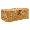 ABOOFAN Straw Woven Basket with Lid Small Sundries Storage Box