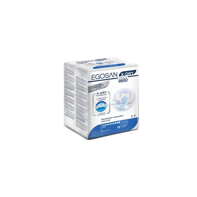 Egosan Adult Incontinence Diaper Briefs 8 Hour X-Dry Protection for