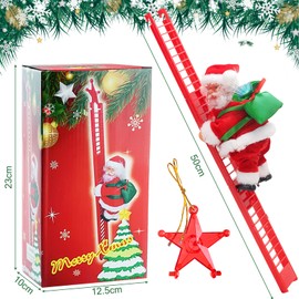 ZZXLOPEZ Electric Santa Claus, Christmas Decoration Gifts, Climbing Santa Claus (with Music), Santa Claus Climbing Decoration for Christmas Tree, Home, Outdoor and Indoor Christmas Decoration