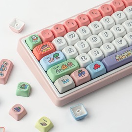 Tsungup MOA Profile Keycaps,126 Keys PBT Cute Funny Smiley Keycaps Dye-Sublimation Custom Keycap Set with Keycap Puller for Cherry Gateron MX Swithes Mechanical Keyboards