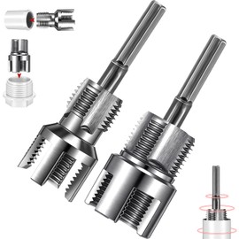 Otoolling 2 Pcs Pipe Thread Cutting Tool, Integrated Internal & External Pipe Threading Tool, Electric Drill Compatible PVC Tube Threader Kit, 1/2" (dn15) 3/4" (dn20) Tube Sizes Rethreading kit