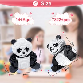 AHZILEI Animal Panda Mini Blocks Building Set, 7822 Pcs Cute 3D Puzzle Mini Building Bricks Toy Kits, DIY Educational Particle Building Birthday Gift for Party Favors