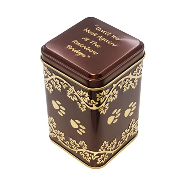 Small Rainbow Bridge Paw Print Economy Pet Cremation Urn Tin