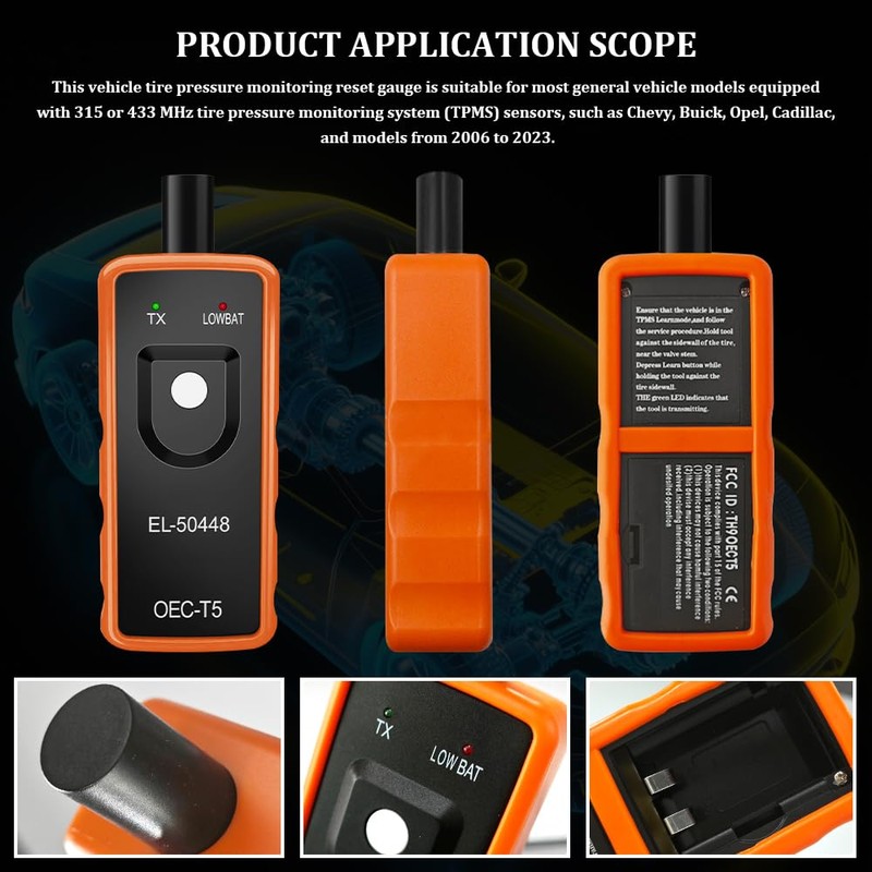 Rebvugr TPMS Relearn Tool, Tire Pressure Monitor System Sensor, EL-50448