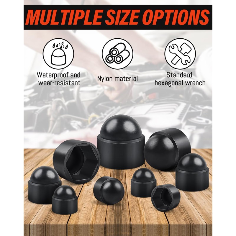 Jeboler Plastic Caps Screw Caps M6, Pack of 25 Black