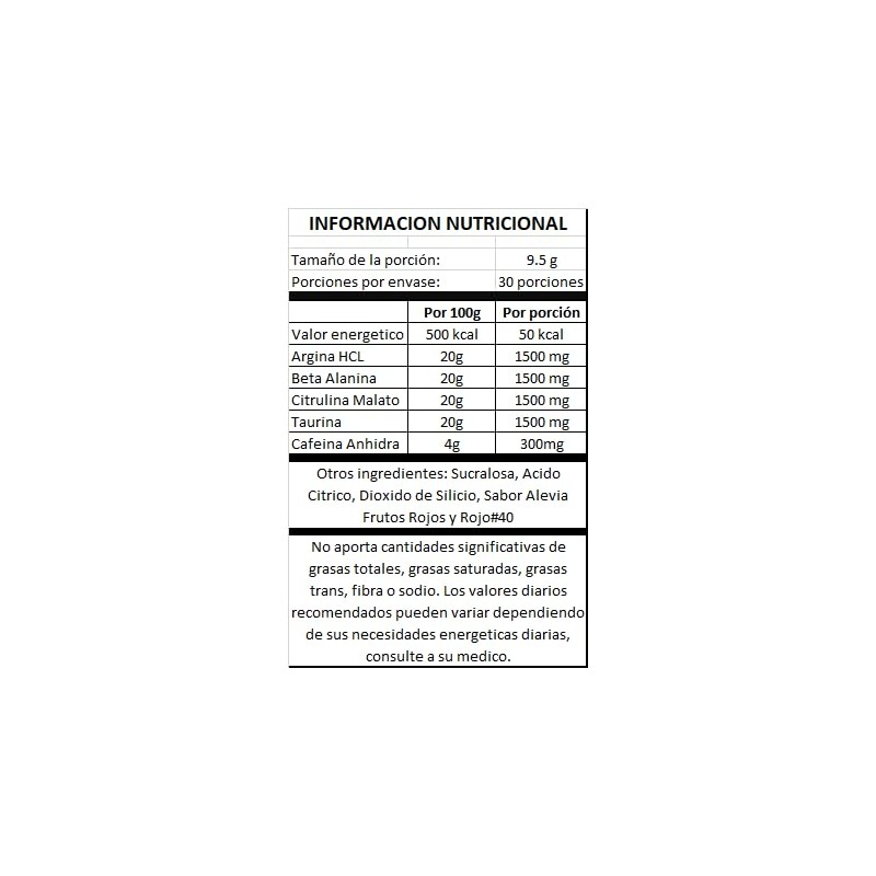 Pre entreno Berserker | energia extrema | Preworkout | 255g