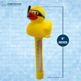Poolzilla Diver Duck Thermometer - Easy Read Water Temperature Floater with String for Outdoor and Indoor Swimming Pools, Spas, Hot Tubs, Ponds, & Aquariums