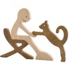 Enkrio Cat Figurine Wooden Sculpture Object Nordic Interior Wood Decoration