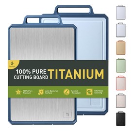 Titanium Cutting Boards for Kitchen Chopping Board with Handle Large Big Small Kitchen Meat Butcher Block Double Sided Pure Titanium and Wheat Straw PP Not Wood Bamboo Plastic Teak Morandi Blue