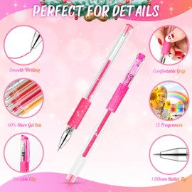 Stocking Stuffers for Kids Teens Girls Boys, 12-Color Scented Glitter Gel Pens, Coloring Markers Colored Pen Set, Cute Glitter Pens Journaling Supplies Fun Stationary, Halloween Christmas Gifts