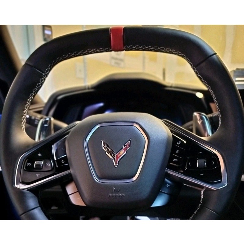 23766 C8 Corvette RAPID BLUE STEERING WHEEL VINYL STRIPE (2