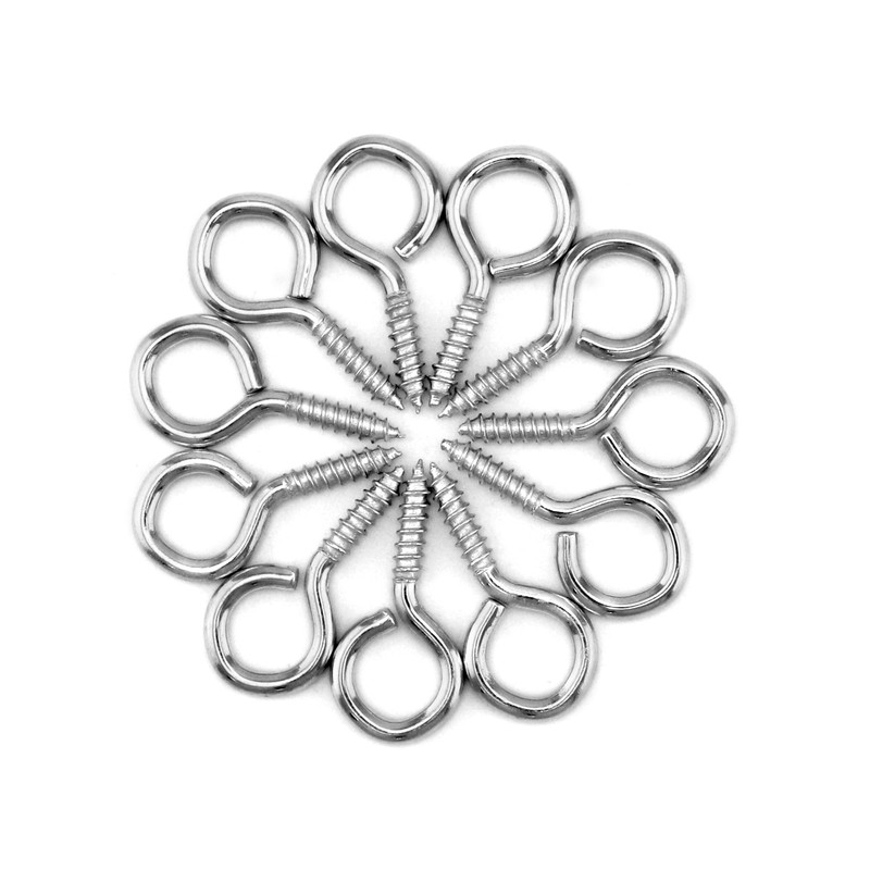 QWORK 60-Pack Steel Eye Screws Hooks for Wood- 1.57" Total