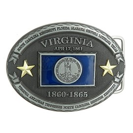 Virginia VA State Flag Western Metal Belt Buckle