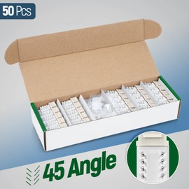 Everest 45° Angled RJ45 Cat6A Keystone Jacks 50-Pack in Light Almond - Slim Profile Female RJ45 Connectors - Cat 6A Keystone Jack - Compatible with 45° Angled Speed Termination Tool - 45Term
