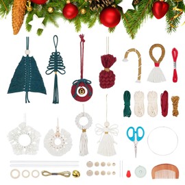 FREEBLOSS 9 Set DIY Macrame Mix Christmas Oranments Macrame Xmas Gnomes Macrame Christmas Tree Macrame Hanging Ornament Kit Macrame Kits for Adults Beginners Macrame Supplies for Christmas Crafts