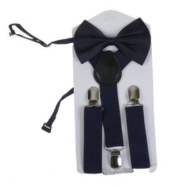 NiceYnn 2 Pieces Kids Braces Bowtie Sets, 60cm Adjustable Y-Back Clip-on Elastic Suspenders For Children, 10cm Classic Pre-Tied Bow Tie Braces for 1-9 Years Boys Girls